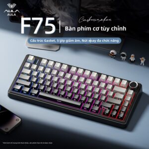 Bàn phím cơ không dây AULA F75 phiên bản màu đen